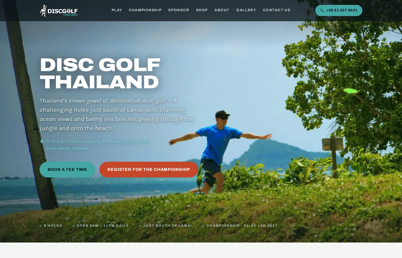Disc Golf Thailand website homepage