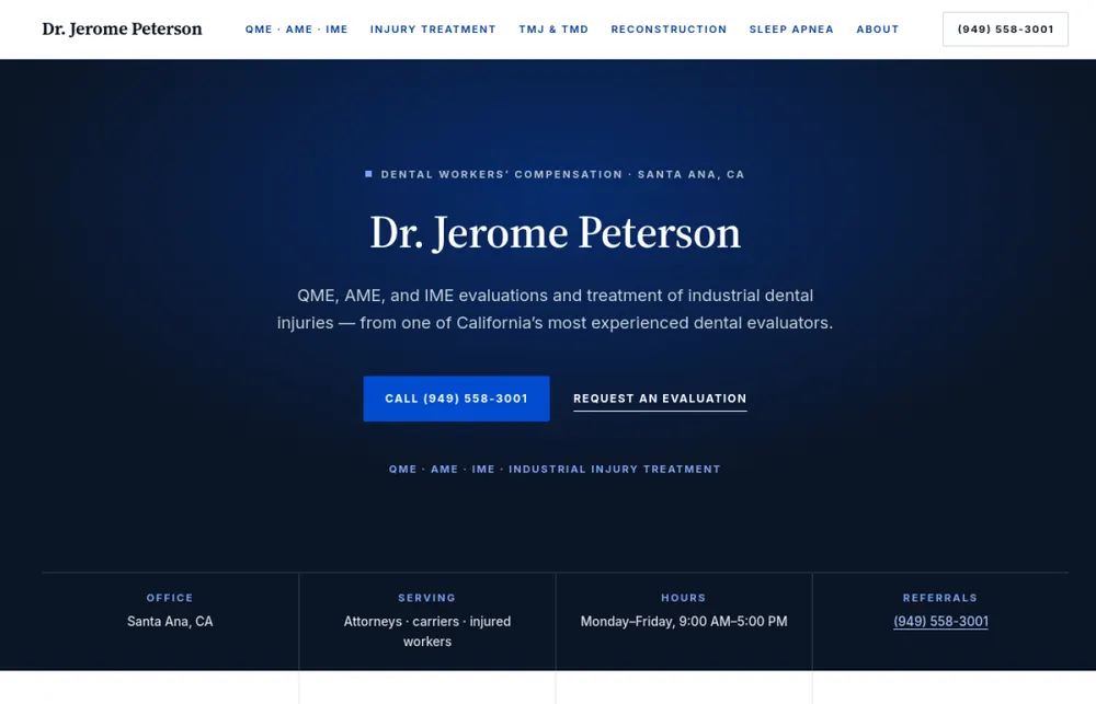 Dr. Jerome Peterson website homepage