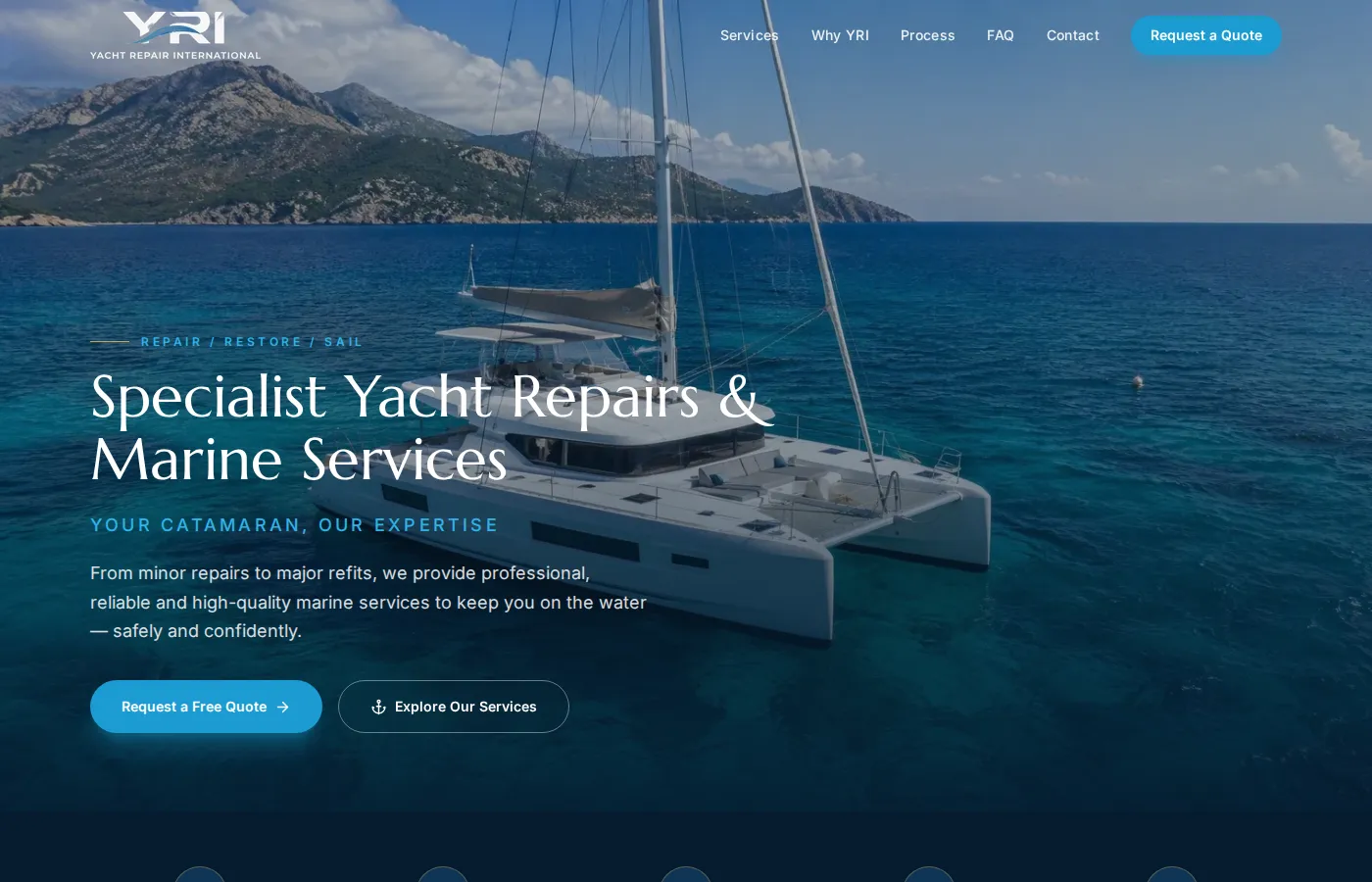 Yacht Repair International website homepage